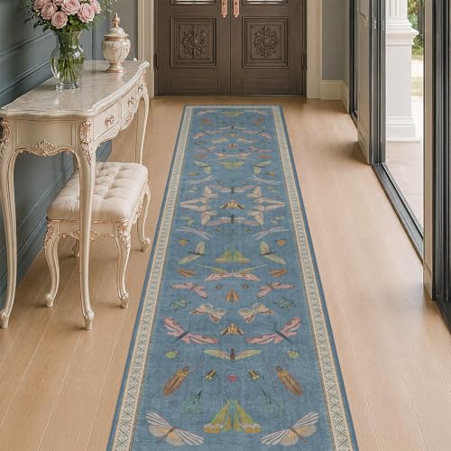 Blue Insect Hallway Runner Rug 2x10 (20 Sq Ft)