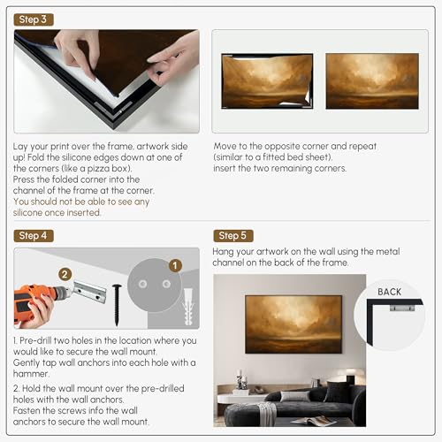 36"x60" Extra Large Framed Wall Art Golden Horizon Abstract Landscape Warm Brown and Amber Sky Illustration for Home Living Room Bedroom Decor