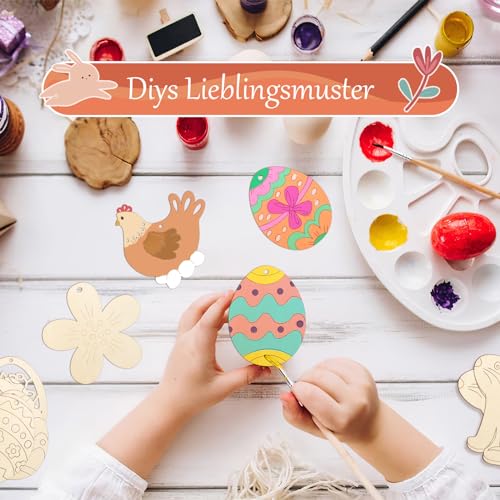 80PCS Wooden Easter Ornaments to Paint (80 Count)