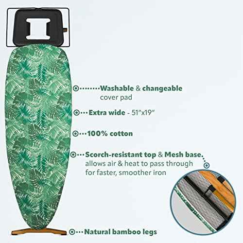Pro Luxury Ironing Board Beech Wood Legs