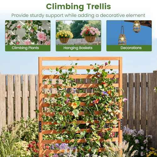 59" Raised Garden Bed with Trellis & Detachable Base Panel