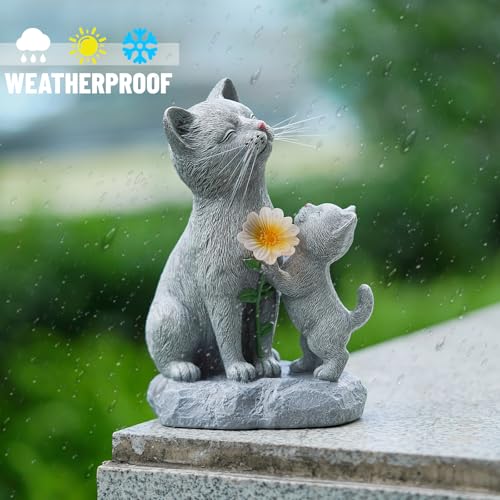 Solar Cat Garden Statue Outdoor Decor