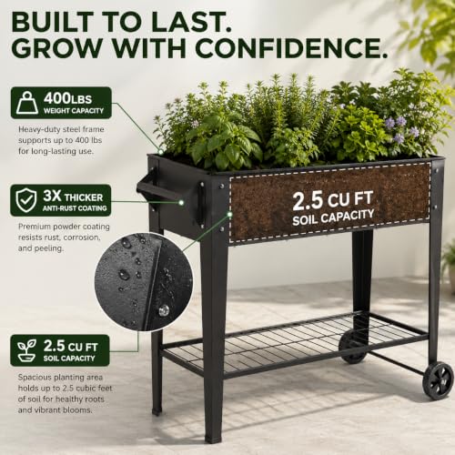 Elevate 32" Raised Garden Bed with Wheels
