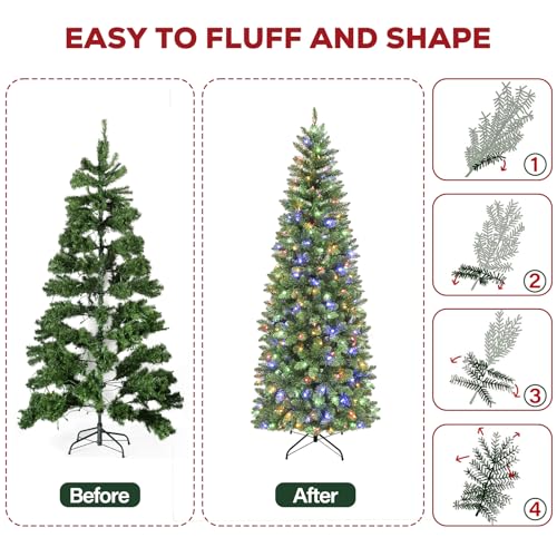 7.5 ft Prelit Pencil Christmas Tree with 792 Branch Tips