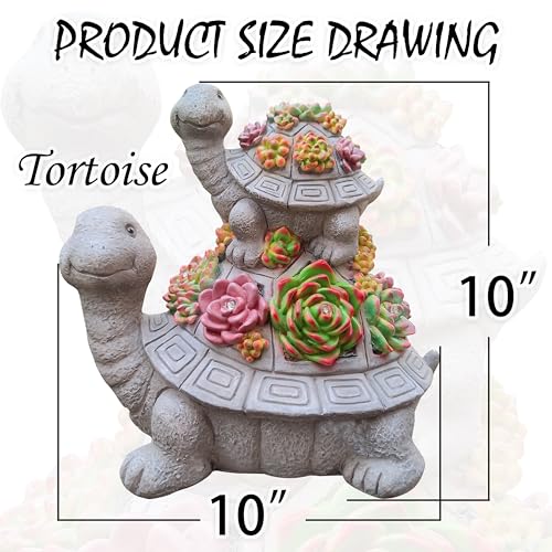Large Turtle Solar Garden Outdoor Statues with Succulent and 6 LED Lights