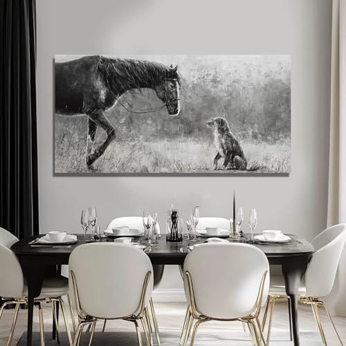 Dog Wall Picture Contemporary Canvas Wall Art Animal Wall Paintings 24"x48" Wall Prints for Living Room Pictures for Office
