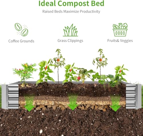 3 Pack 6×3×1ft Galvanized Metal Raised Garden Bed (3 Count)