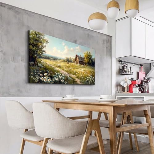 Large Wall Decor Canvas For Living Room Wall Art For Bedroom Office Wall Decor Vintage Country Field Painting Pictures Decoration Artwork Farmhouse Home Decor Mural Aesthetics 24"x48"