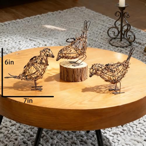 Rattan Bird Statues (3 Count)