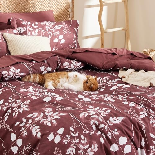 Floral Burgundy Comforter Set