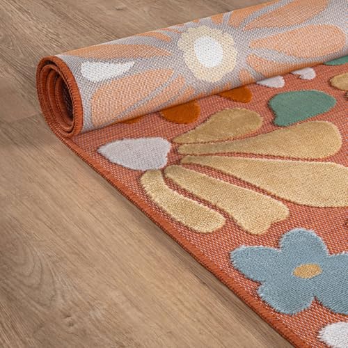 Outdoor Rug 9x12 Large Modern Floral Tropical Area Rugs for Outdoor and Indoor Patio Easy to Clean Non Shedding Living Room Porch Garden Washable Outside Carpet (108 Sq Ft)