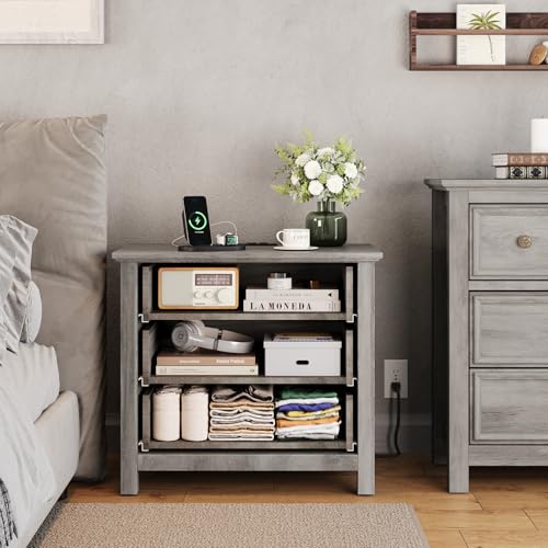 Large Nightstand with Charger Station