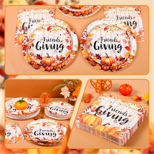 150Pcs Friendsgiving Plates Napkins Fall Paper Plates Napkin Party Supplies (150 Count)