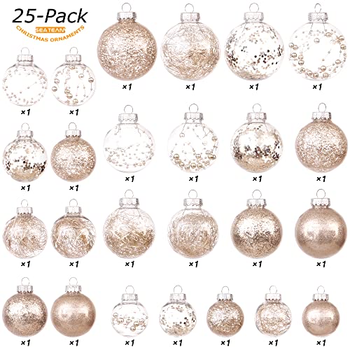 25 Pack Assorted Clear Christmas Ball Ornaments (25 Count)