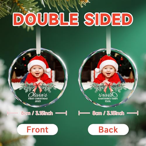 Baby's First Christmas Ornament Personalized Ornaments with Photo & Name