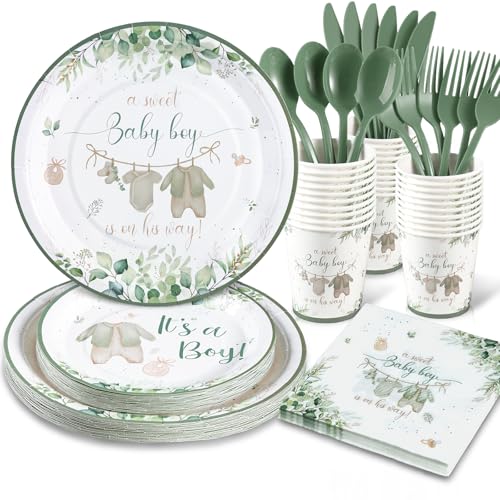 Sage Green Baby Shower Decorations Boy (168 Count)