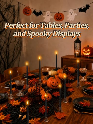 24 Pcs Halloween Black LED Flameless Candles with Remote (24 Count)