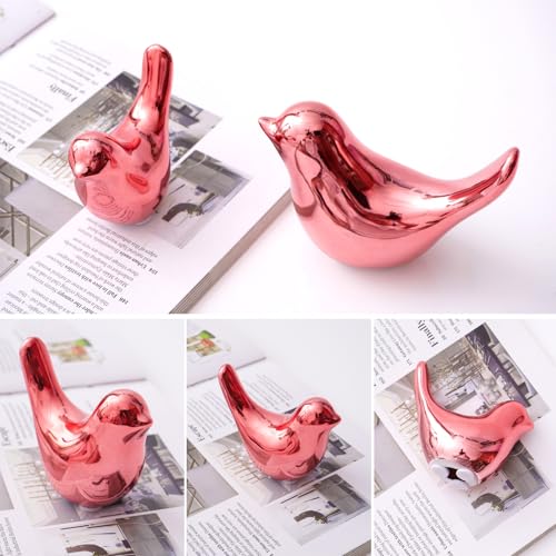 Small Birds Statues Pink Home Decor Modern Style Decorative Ornaments for Living Room (2 Count)
