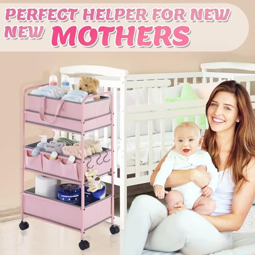 2in1 Baby Diaper Caddy Organizer Cart Bedside Rolling Cart (2 Count)