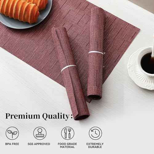 Burgundy Placemats Set of 6 (6 Count)
