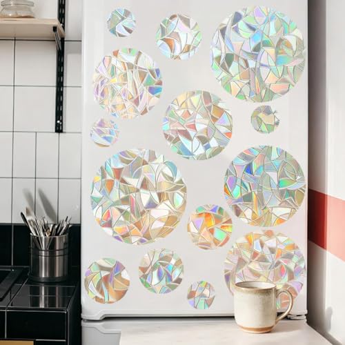 42 Pcs Round Rainbow Prism Window Stickers (6 Count)
