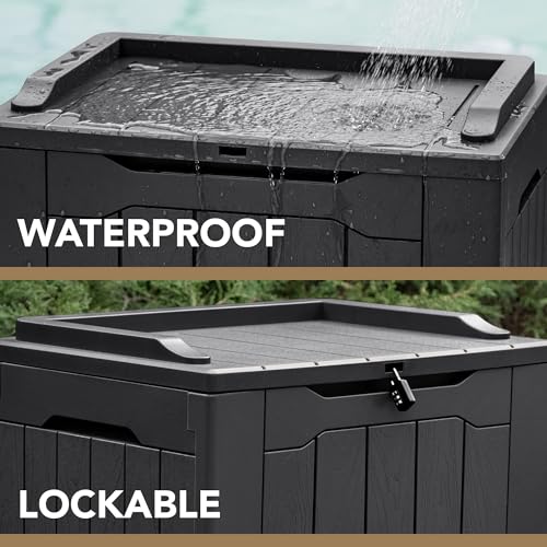 30 Gallon Resin Deck Box Waterproof Outdoor Storage Box for Patio Furniture Pool Accessories Indoor Storage for Cushion Garden Tools