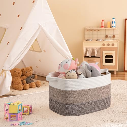 30L Storage Basket Large Blanket Basket Living Room Dark Brown