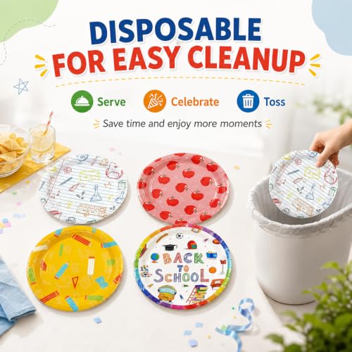 48PCS Back to School 7inch Paper Plates Disposable Party Supplies Tableware (48 Count)