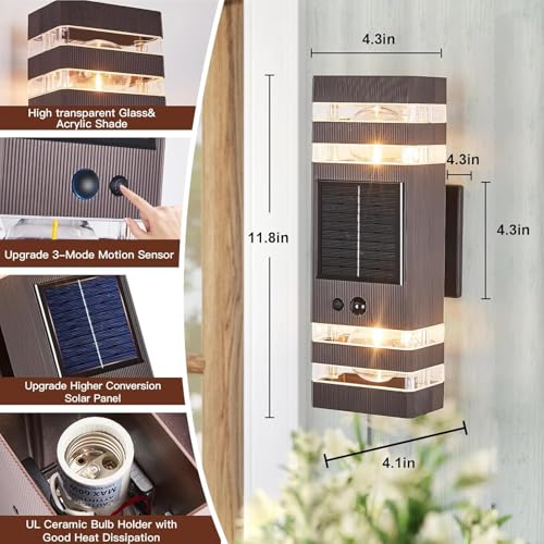 Oil Rubbed Bronze Solar Outdoor Wall Lights with 3