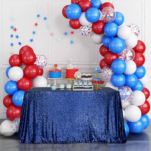 Sequin Tablecloth 50x72 Inch Navy Blue for Wedding Party
