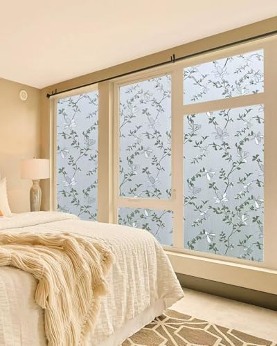 Frosted Glass Window Film with Elegant Flower Design