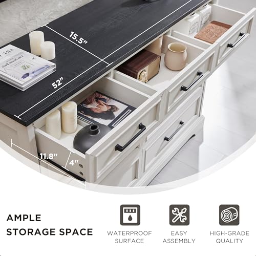 52" Wide Farmhouse 9 Drawer Dresser for Bedroom