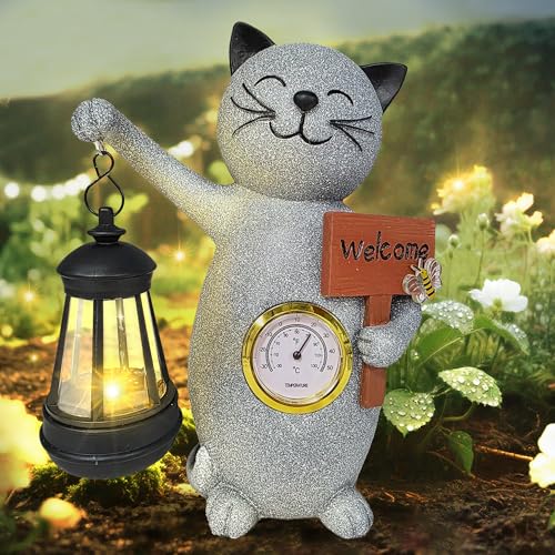 Solar Cat Outdoor Statues for Garden