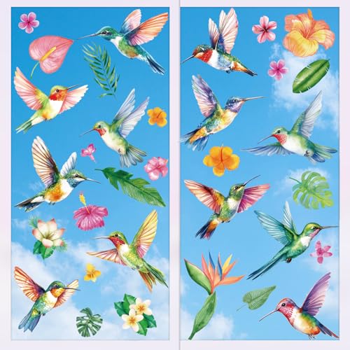 Hummingbird Flowers Window Clings (47 Count)