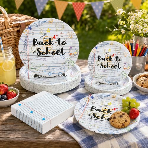 150Pcs Back to School Paper Plates & Napkins (150 Count)
