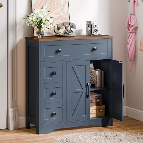 Farmhouse Storage Cabinet with 2 Doors and 4 Drawers