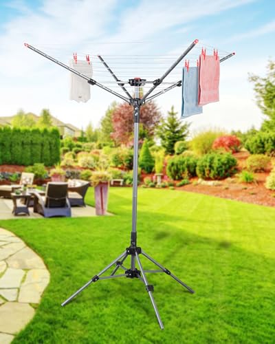 Portable Umbrella Clothes Drying Rack 8 Lines with 82 Feet Drying Space