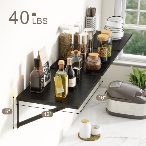 Black Floating Shelves 16 Inch Long