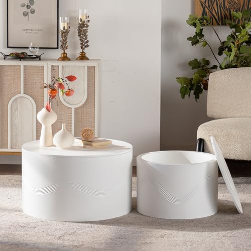 White Round Coffee Table Set of 2 (2 Count)
