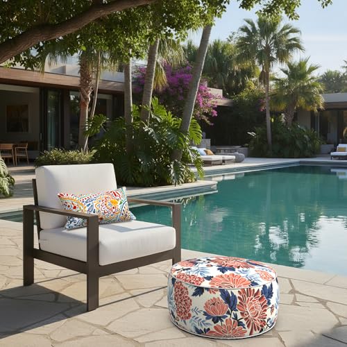 Indoor Outdoor Inflatable Ottoman with Handle D21 x H9 Inch