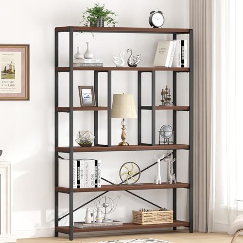 6 Tier Industrial Bookshelf for Bedroom Living Room Office