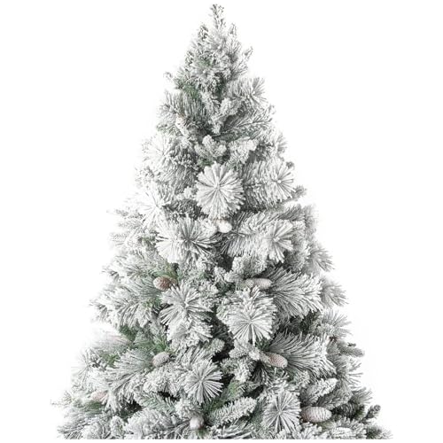 Glasgow 7.5ft Frosted Prelit Artificial Christmas Tree with Pine Cones