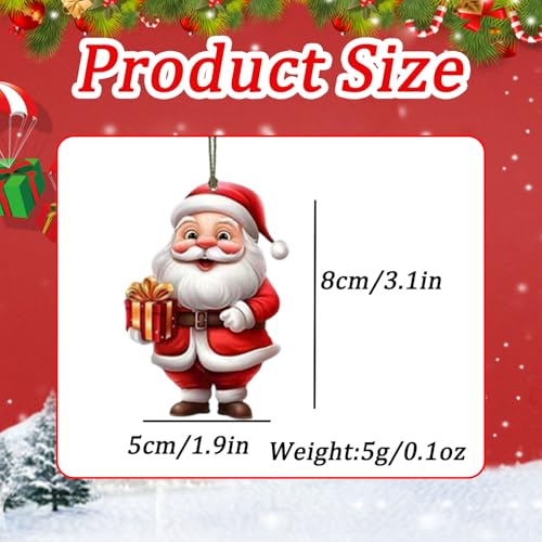 12Pcs Christmas Ornaments Plane Acrylic Cute Santa Claus Xmas Tree Hanging Decorations Plastic Pendant Ornaments for Xmas Tree Accessories Party DIY Decor