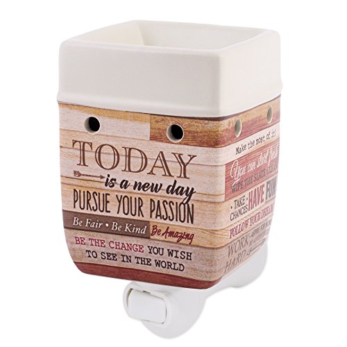Today Aspire Change The World Wood Look Stoneware Electric Plug