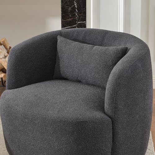 34" W Boucle Swivel Barrel Chairs with Pillow Set of 2 (2 Count)