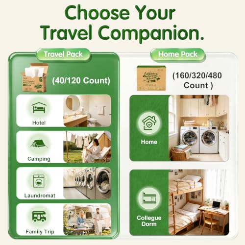 Travel Liquidless Laundry Detergent Sheets Fresh Scent 120 Count