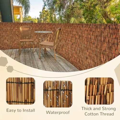 Brown 2 Pack 4FT X16.4FT Reed Fencing Roll Bamboo Privacy Screen (2 Count)
