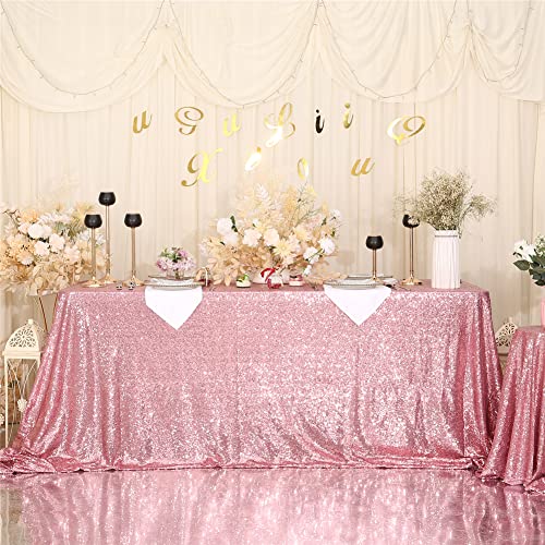 Sequin Tablecloth 90x132 Inch Fuchsia Pink for Wedding Party