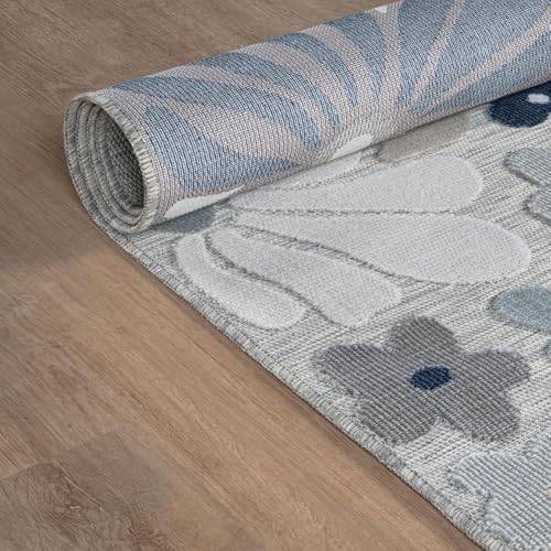 Outdoor Rug 8x10 Modern Floral Tropical Area Rugs for Outdoor and Indoor Patio Easy to Clean Non Shedding Living Room Porch Garden Washable Outside Carpet (80 Sq Ft)