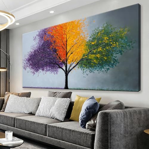Oversized Wall Art Decor Green Tree Of Life Canvas Art Wall Decor For Living Room Purple Nature Botanical Wall Art Decor Modern Wall Art Decor Artwork For Home Bedroom Office Wall Decor 29×58 Inch